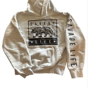 Gray Savage Life Hoodie kids small or teen small